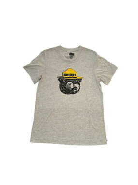 Smoky The Bear Youth Boys Tee Short Sleeve Crew Neck T-Shirt Gray Fire Fighting